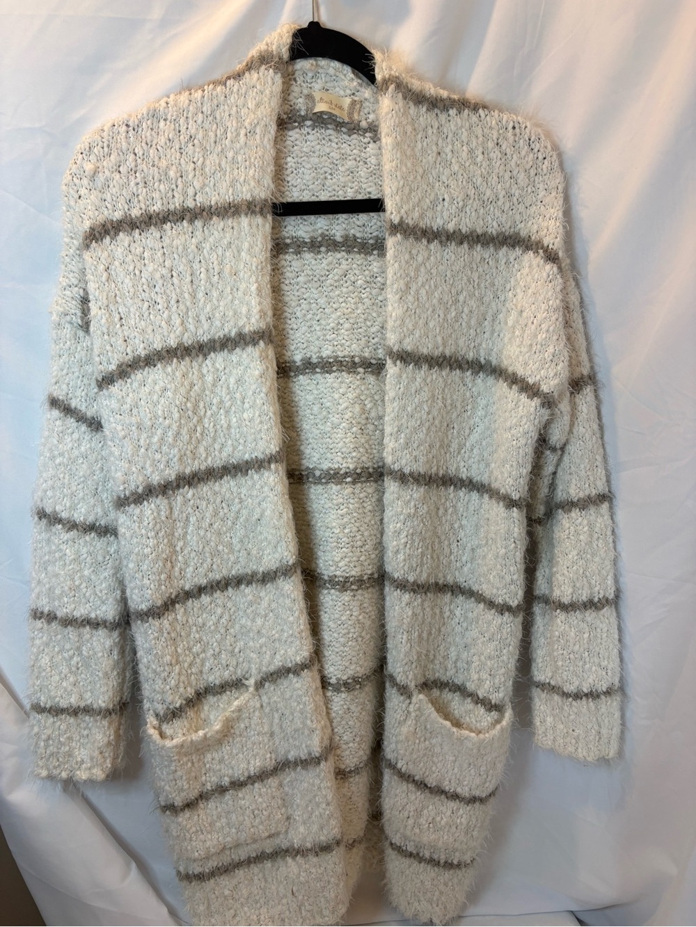 Altar'd State Cream Cardigan with Taupe Stripes